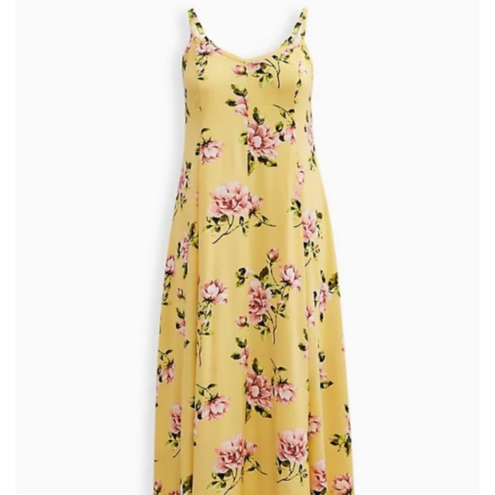 Torrid Plus Size Yellow Floral Maxi Dress Trapeze Size 00